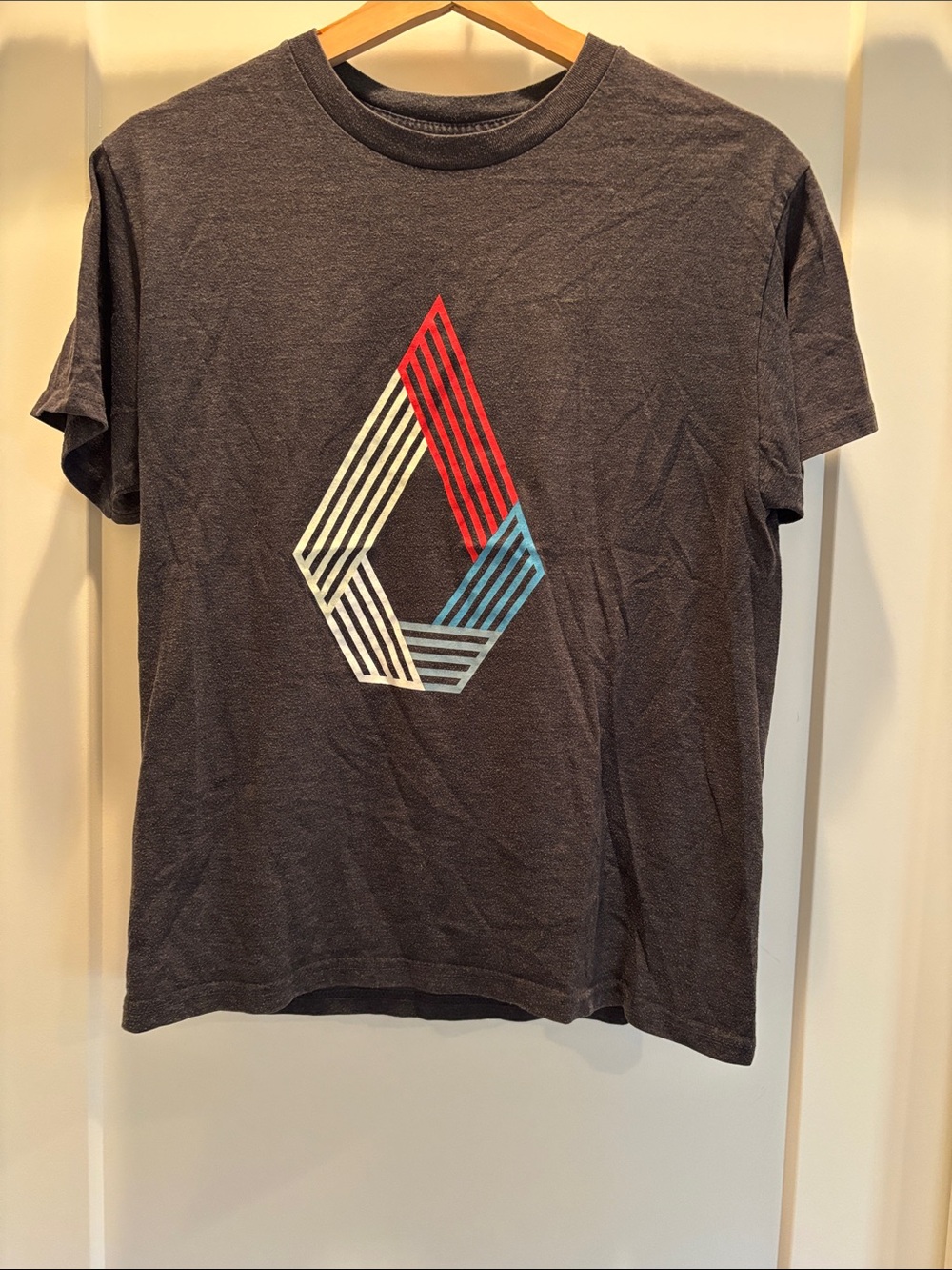 Volcom Short Sleeve Graphic Tee - Charcoal with Red, White, Blue Print